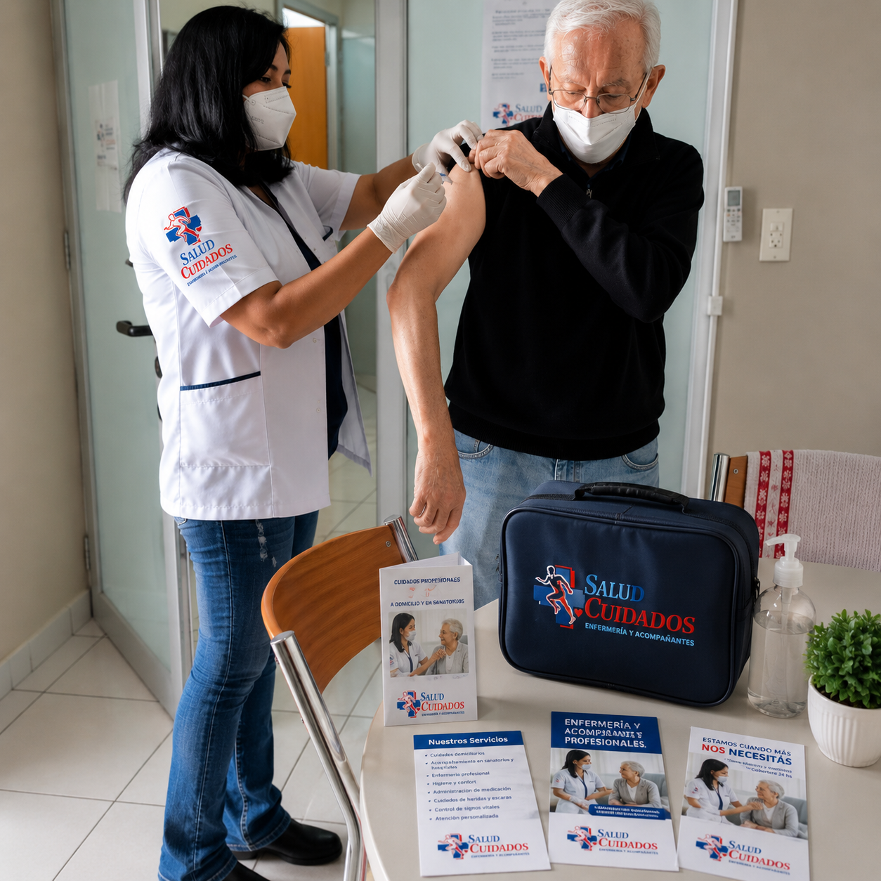 Vacunación profesional en clínica limpia