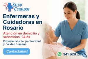 Enfermera cuidando a una mujer mayor en su hogar, servicio 24 horas en Rosario