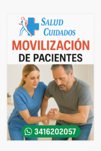 Cuidadora asistiendo a una persona con movilidad reducida en su hogar en Rosario
